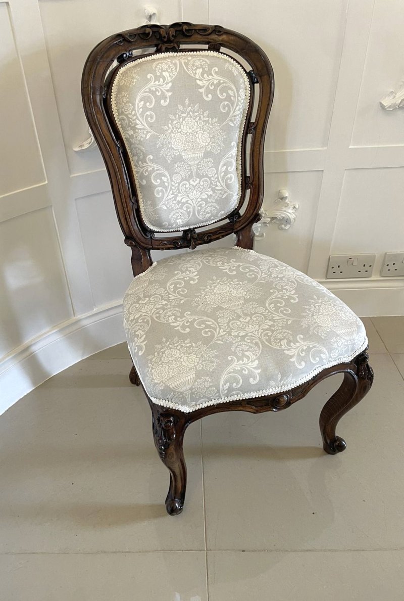 Quality Antique Victorian Walnut Carved Side Chair - Image 2